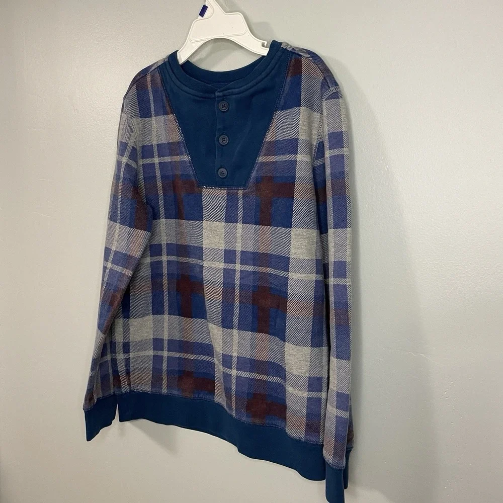 Tea Collection Blue‎ Plaid Button Shirt 100% Cotton Boy Size 12